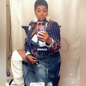 Striped Denim Jacket .Freestyle